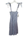 O.P.T. Size M Blue & White Cotton Leaf Print Smocked Bodice Tie Strap Dress Blue & White / M