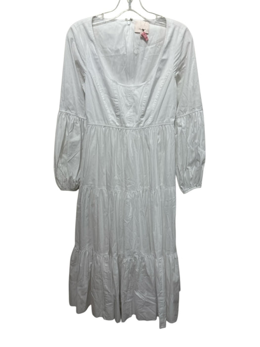 Cinq a Sept Size s / 4 White Cotton & Nylon Long puff sleeve Tiered Dress White / s / 4
