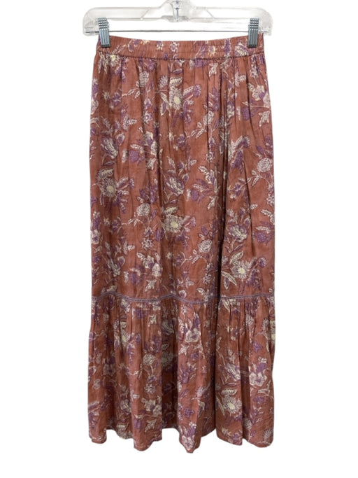 Marea Size S Pink Cotton floral print Elastic Waist Skirt Pink / S