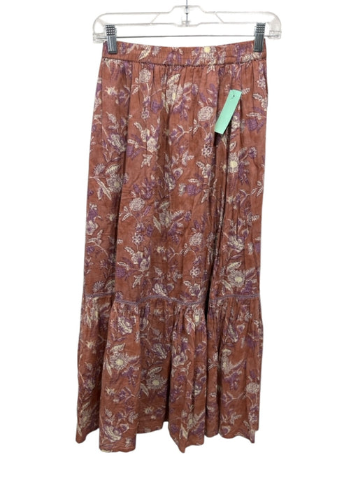 Marea Size S Pink Cotton floral print Elastic Waist Skirt Pink / S