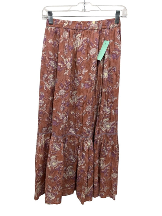 Marea Size S Pink Cotton floral print Elastic Waist Skirt Pink / S