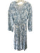 Vince Size S Blue & White Rayon & Polyester floral print V Neck Dress Blue & White / S