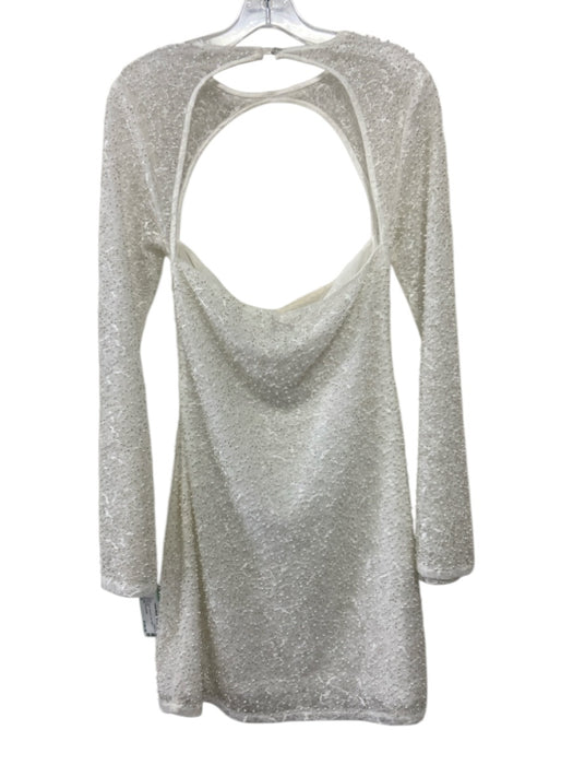 Meshki Size M White Nylon Beaded Lace Mini Dress White / M