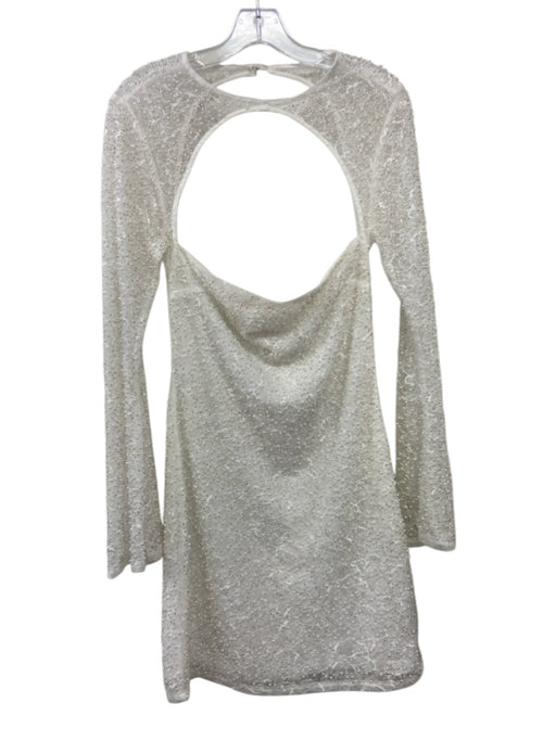 Meshki Size M White Nylon Beaded Lace Mini Dress White / M