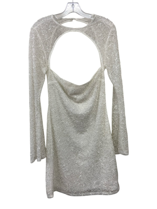 Meshki Size M White Nylon Beaded Lace Mini Dress White / M