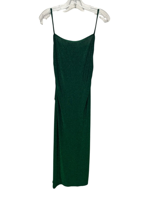 Reformation Size M Green Nylon Shimmer Sleeveless Ruched Midi Dress Green / M