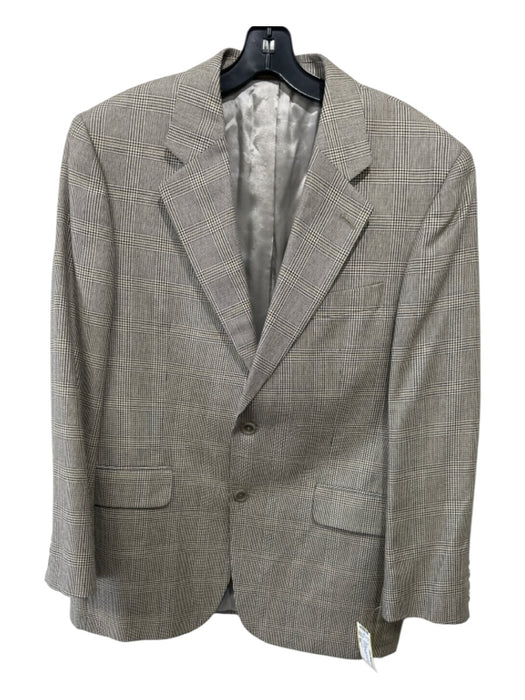 Jack Victor Tan & Multi Silk Blend Plaid 2 Button Men's Blazer 40s