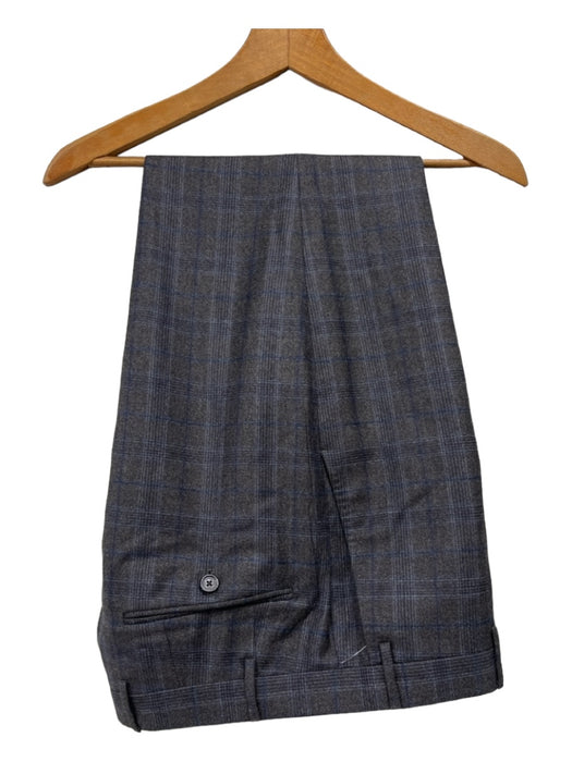 Corneliani Brown & Blue Virgin Wool Plaid 2 Button Men's Suit 50R