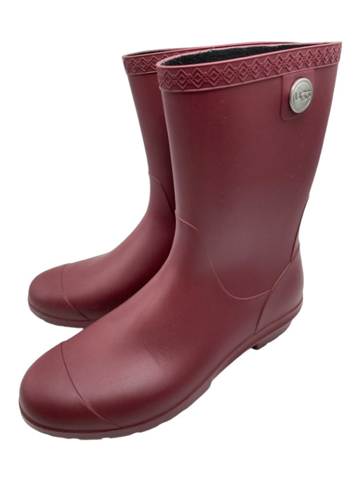 Ugg Shoe Size 11 Maroon Rubber Fur lined Mid Calf Rain Boot Boots Maroon / 11