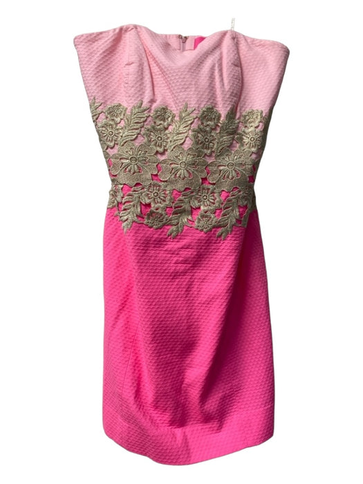 Lily Pulitzer Size 6 Hot Pink & Light Pink Cotton Off Shoulder Above knee Dress Hot Pink & Light Pink / 6
