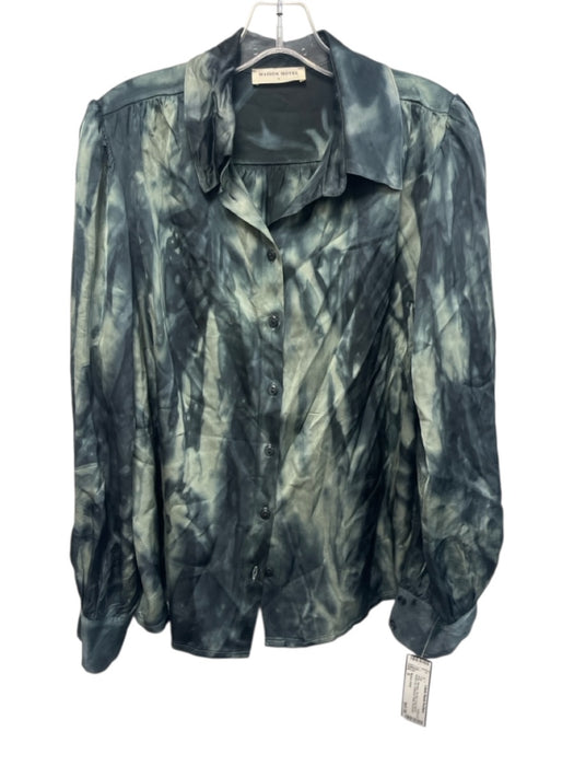 Maison Hotel Size S Gray Viscose Tie Dye Long Sleeve Button Up Top Gray / S