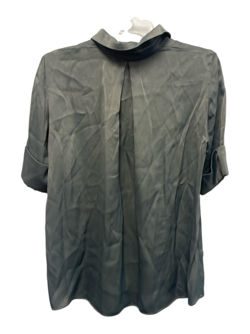 Arket Size 36 Blue Gray Viscose Collared Quarter Zip Cuffed 1/2 Sleeve Satin Top Blue Gray / 36