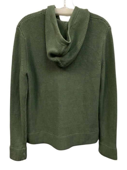 Pura Cashmere Size S Green Supima Cotton Zip Front Rib Stitch Hood Jacket Green / S