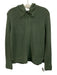 Pura Cashmere Size S Green Supima Cotton Zip Front Rib Stitch Hood Jacket Green / S