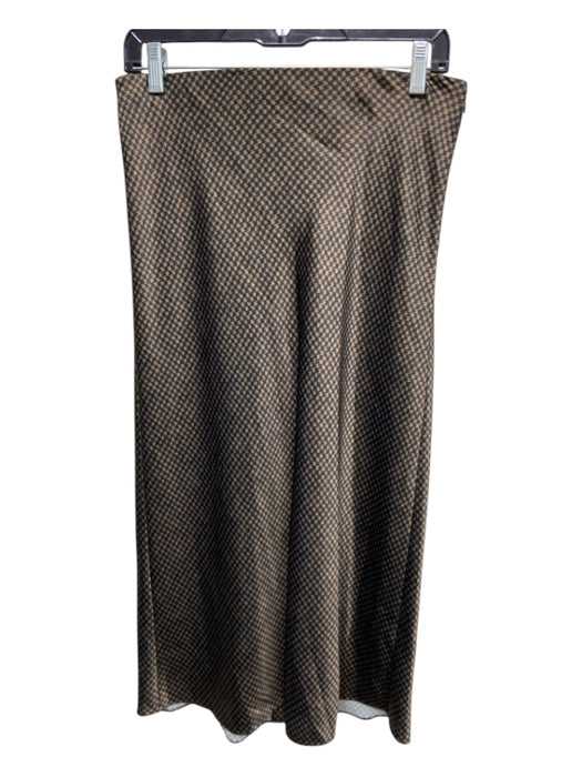 Vince Size 2 Brown & Black Polyester Houndstooth Side Zip Slip Skirt Midi Skirt Brown & Black / 2