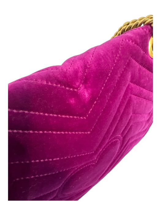 Gucci Magenta Purple Leather Velvet Marmont Crossbody Strap flap Bag Magenta Purple / Medium