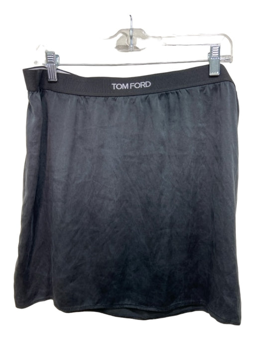 Tom Ford Size XL Black Silk Blend Elastic Waist Mini Logo Skirt Black / XL