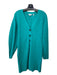 A.L.C. Size L Teal Blue Viscose Blend V Neck Button Front Long Sleeve Dress Teal Blue / L