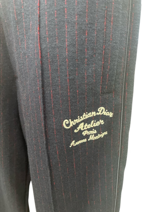 Christian Dior Size M Navy Blue & Red Wool & Cotton Pintuck Front Pants Navy Blue & Red / M