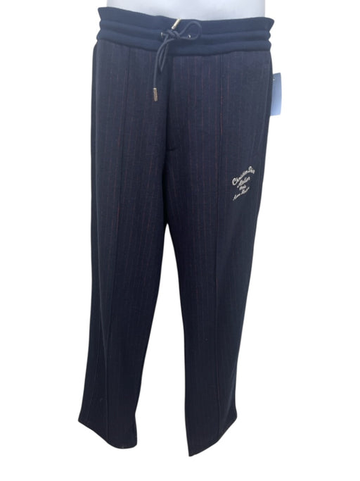 Christian Dior Size M Navy Blue & Red Wool & Cotton Pintuck Front Pants Navy Blue & Red / M