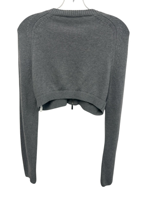 Off-White Size 42 Gray Cotton Blend Knit Logo Patch Zip Up Crop Cardigan Gray / 42