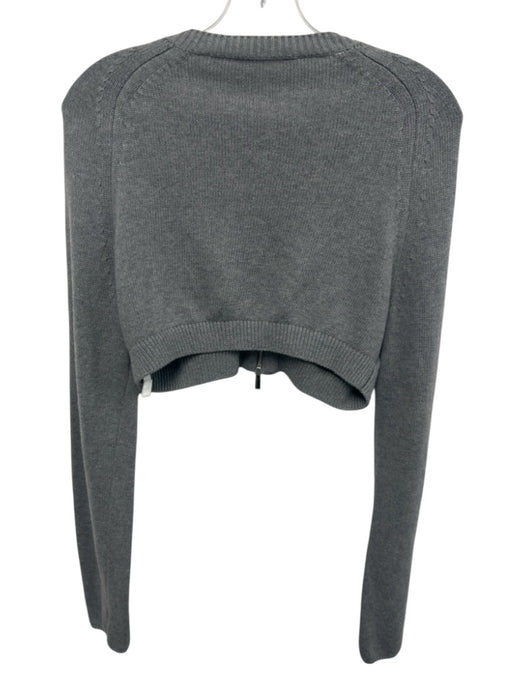 Off-White Size 42 Gray Cotton Blend Knit Logo Patch Zip Up Crop Cardigan Gray / 42
