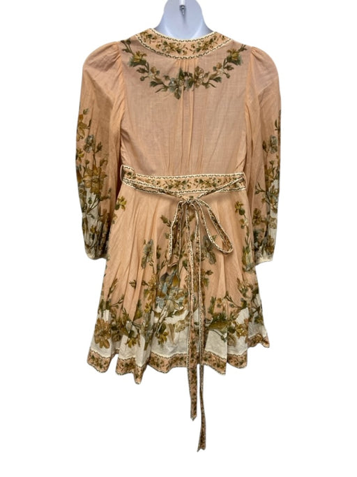 Zimmermann Size 3 / L peach orange, green, gold Cotton voile Wrap Dress peach orange, green, gold / 3 / L