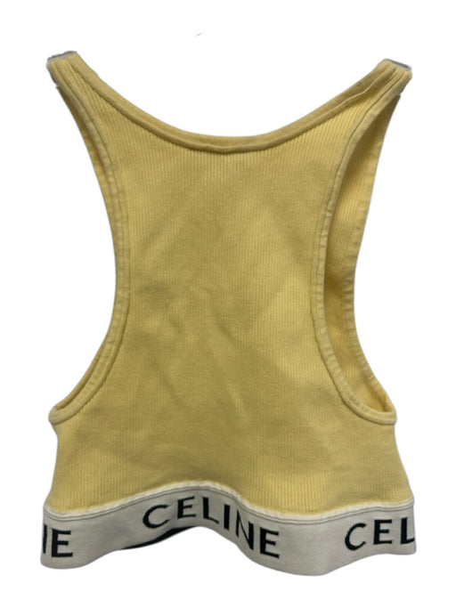 Celine Size S Yellow, White, Black Cotton Blend Ribbed Logo Band Crop sports bra Yellow, White, Black / S