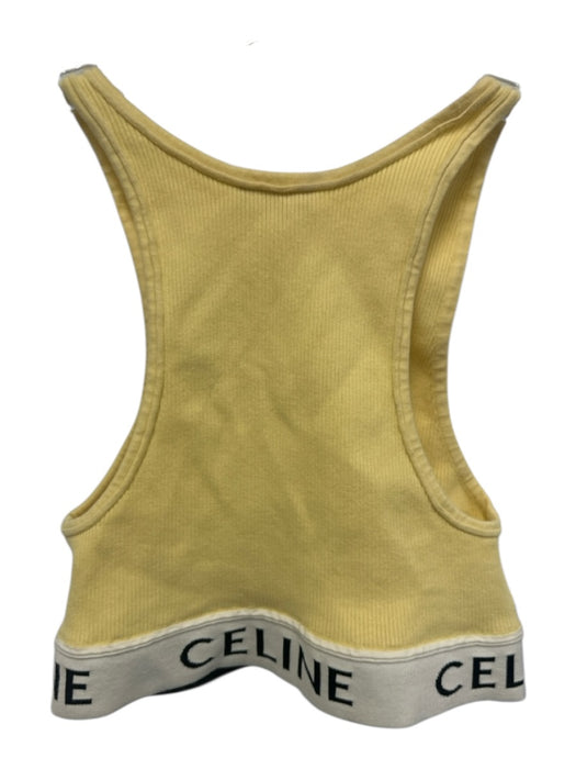 Celine Size S Yellow, White, Black Cotton Blend Ribbed Logo Band Crop sports bra Yellow, White, Black / S