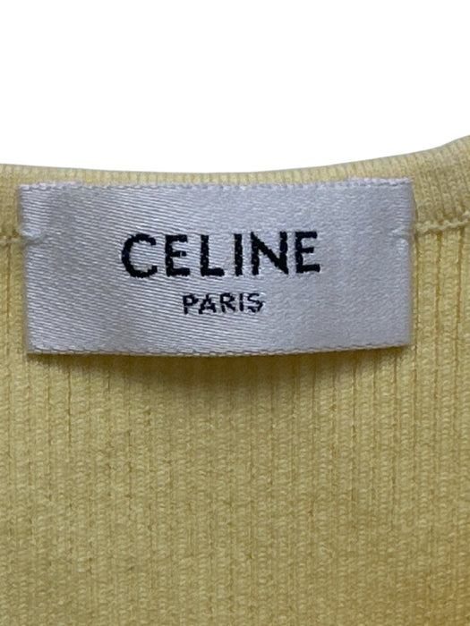 Celine Size S Yellow, White, Black Cotton Blend Ribbed Logo Band Crop sports bra Yellow, White, Black / S