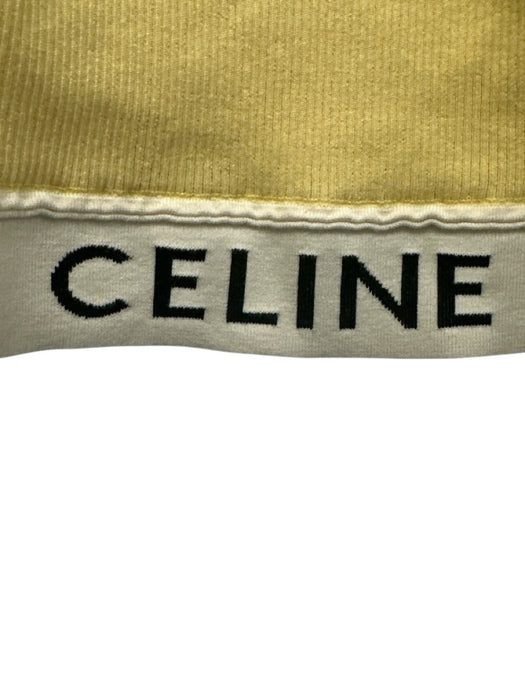 Celine Size S Yellow, White, Black Cotton Blend Ribbed Logo Band Crop sports bra Yellow, White, Black / S