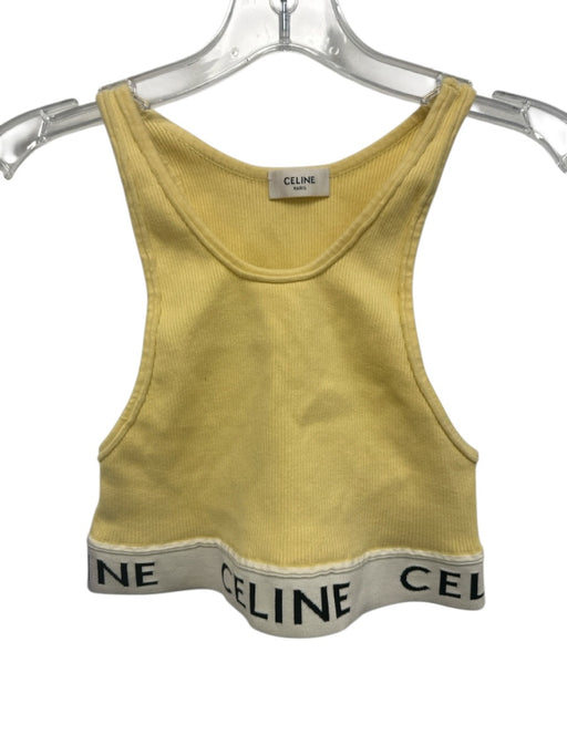 Celine Size S Yellow, White, Black Cotton Blend Ribbed Logo Band Crop sports bra Yellow, White, Black / S