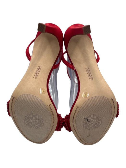 Vince Camuto Shoe Size 10 Red textile upper Beaded High Heel Ankle Strap Sandals Red / 10