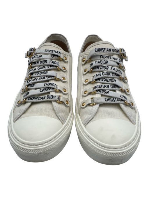 Christian Dior Shoe Size 40 Cream White Canvas Rubber Sole logo laces Sneakers Cream White / 40