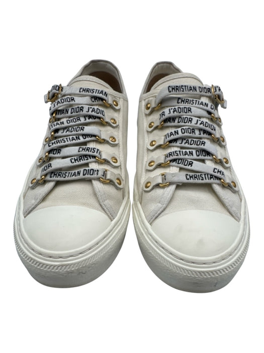 Christian Dior Shoe Size 40 Cream White Canvas Rubber Sole logo laces Sneakers Cream White / 40