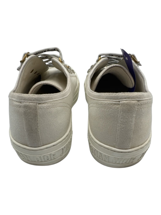 Christian Dior Shoe Size 40 Cream White Canvas Rubber Sole logo laces Sneakers Cream White / 40