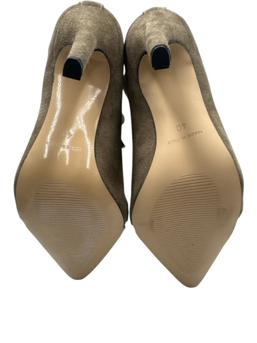 CRISTIANZEROTRE Shoe Size 40 Taupe & Cream Suede Pointed Toe High Heel Booties Taupe & Cream / 40