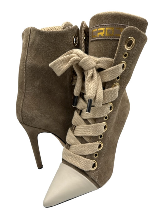 CRISTIANZEROTRE Shoe Size 40 Taupe & Cream Suede Pointed Toe High Heel Booties Taupe & Cream / 40