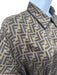 Fendi Size 40 Brown & Teal Silk Long Sleeve Logo Long Sleeve Dress Brown & Teal / 40