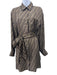 Fendi Size 40 Brown & Teal Silk Long Sleeve Logo Long Sleeve Dress Brown & Teal / 40