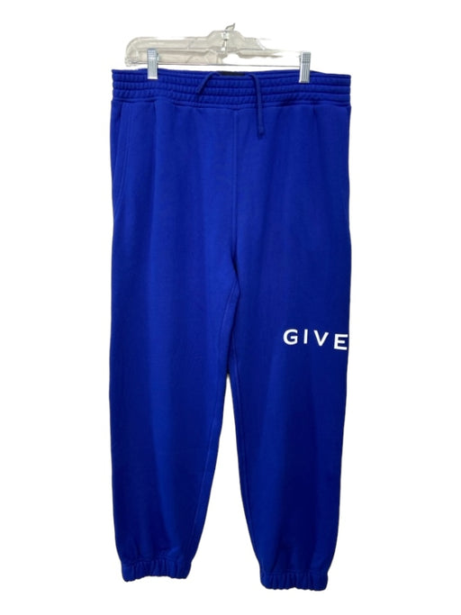 Givenchy Size XL Cobalt Blue Cotton Elastic Waist Jogger Logo Pockets Sweatpants Cobalt Blue / XL