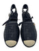 Fendi Shoe Size 40.5 Black & Beige Canvas & Raffia Monogram Round Toe Espadrille Black & Beige / 40.5
