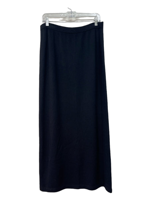 St John Basics Size 14 Black Wool Blend Midi Elastic Waist Knit Skirt Black / 14