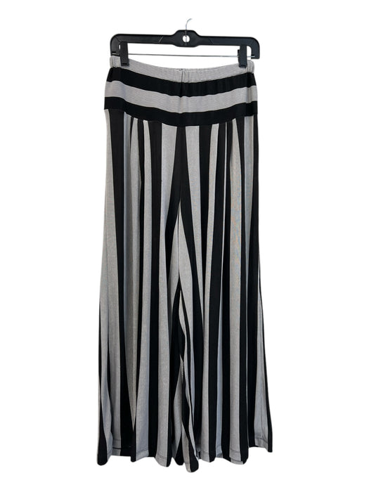 Alembika Size 0 Gray & Black Polyester Striped Mesh Detail Elastic Waist Pants Gray & Black / 0