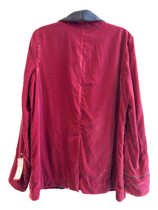 Free People Size Small Maroon Velvet Black Trim Blazer Jacket Maroon / Small