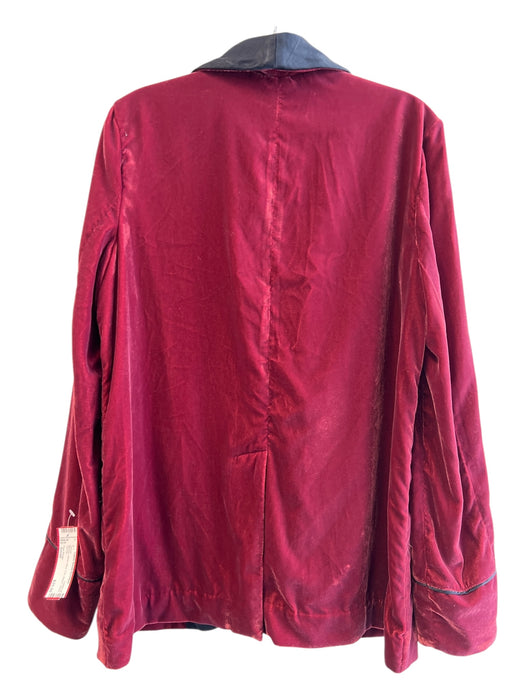 Free People Size Small Maroon Velvet Black Trim Blazer Jacket Maroon / Small