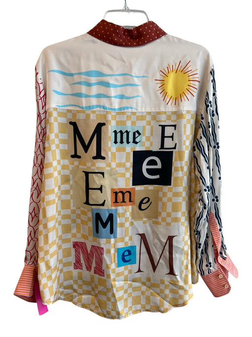 Me369 Size M Multi Viscose Long Sleeve Collar Chest Pocket Button Down Top Multi / M