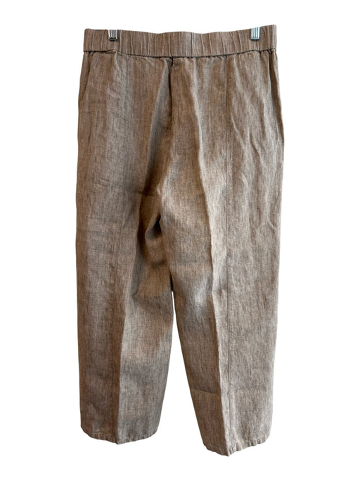 Eileen Fisher Size S Beige Organic Linen Elastic Waist solid color Pants Beige / S