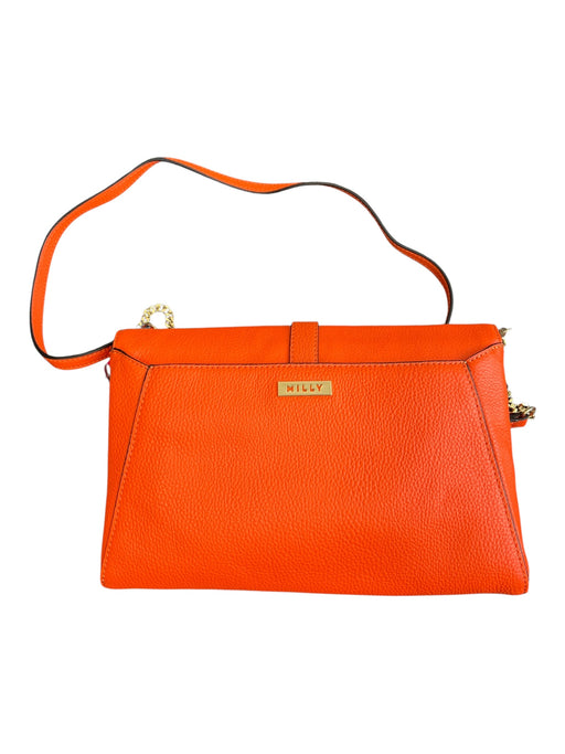 Milly Orange Leather envelope flap Gold Hardware Magnetic Close Cross Body Bag Orange / M