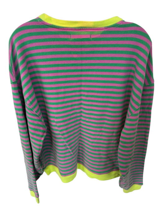 We The Free Size XS Pink & Green Cotton Long Sleeve Striped Sweatshirt Pink & Green / XS